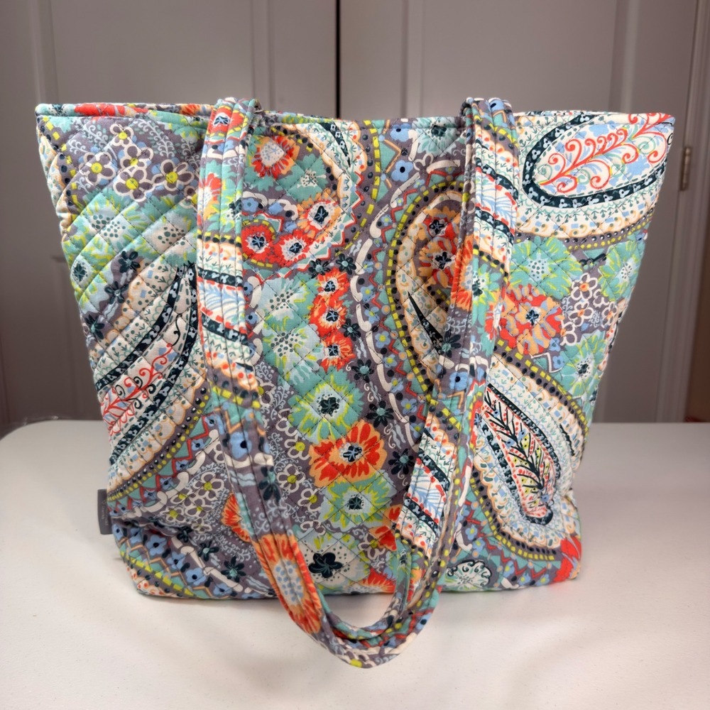 Vera Bradley Citrus Paisley Quilted Cotton Tote Bag Shoulder Purse NWT